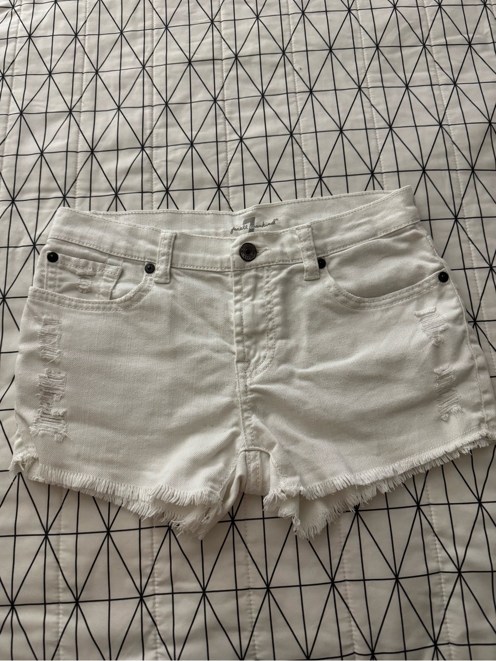 7 For All Mankind White Denim Cutoff Shorts